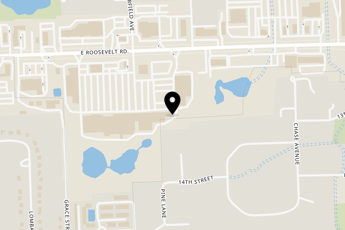 Map showing the location of Seoul Bites on 533 E Roosevelt Rd in Lombard
